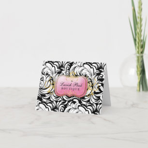 Carte De Remerciements 311-Lavish feuille rose de blanc du plat