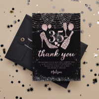 35th Birthday Rose Gold & Black Glitter