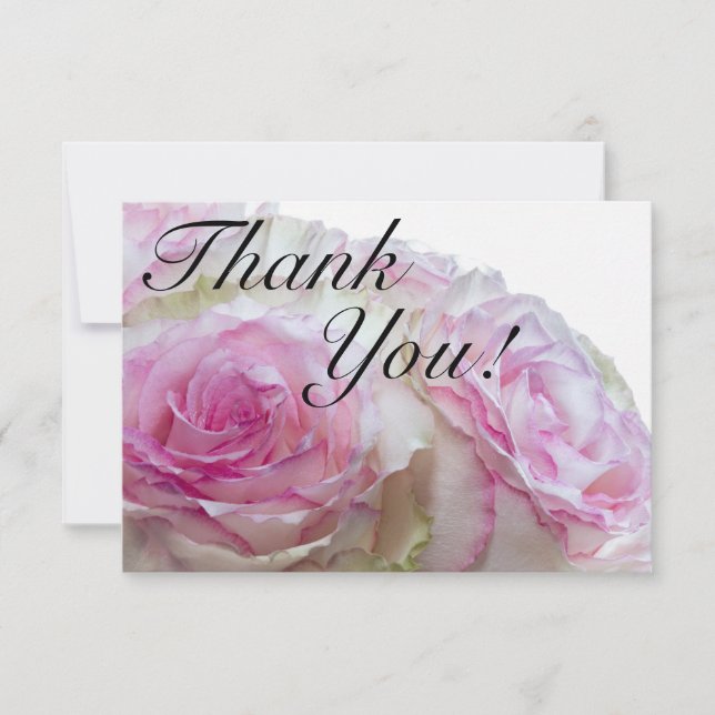 Carte De Remerciements 3998-Roses blanches et roses (Devant)