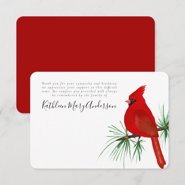 Carte De Remerciements 3,5x5 Mémorial funéraire cardinal (Devant / Derrière)