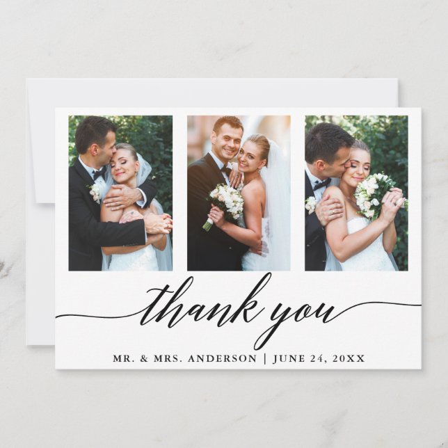 Carte De Remerciements 3 Mariage de calligraphie (Devant)
