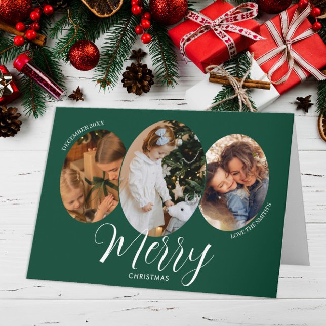 Carte De Remerciements 3 Photo Merry Christmas Family (Créateur téléchargé)