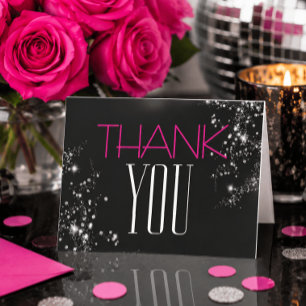 Carte De Remerciements 40 ans et fabuleux Anniversaire Rose Noir Paillett