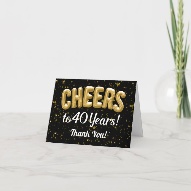 Carte De Remerciements 40e Anniversaire Ballons d'or Cheers à 40 Ans (Devant)