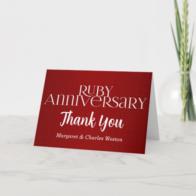 Carte De Remerciements 40e Annivsersaire Mariage de Ruby (Devant)
