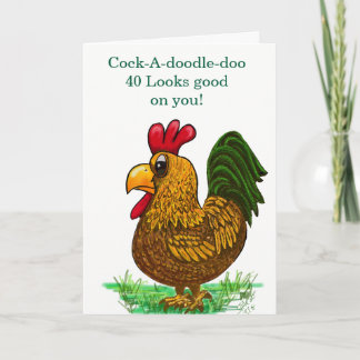 Carte De Remerciements 40th Birthday card with rooster