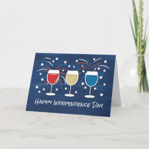 Carte De Remerciements 4 juillet Fête de l'Indépendance Thème Vin