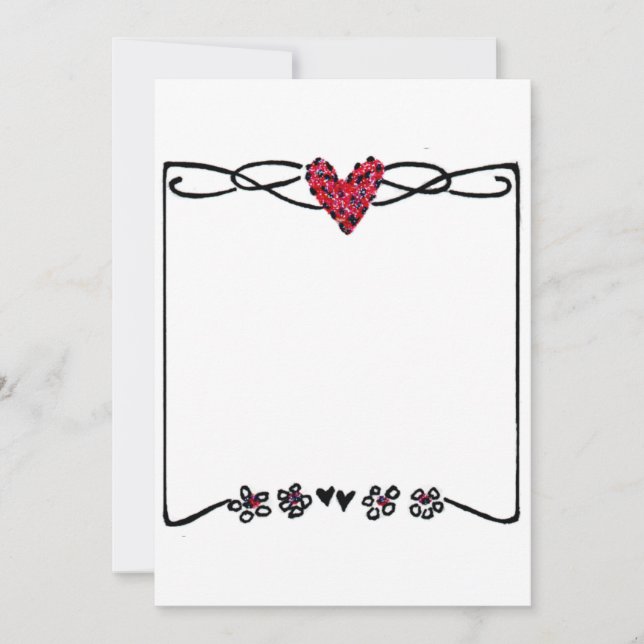Carte De Remerciements 4 lignes latérales coeur rouge (Devant)