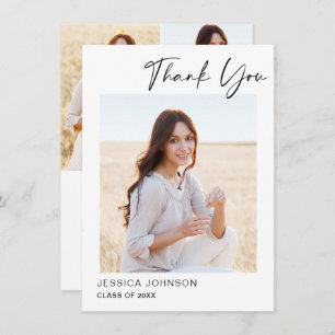 Carte De Remerciements 4 PHOTO Graduation Simple Minimum Moderne
