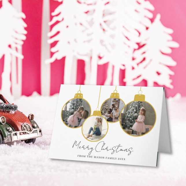 Carte De Remerciements 4 photo Merry Christmas bauble Photo Card (Créateur téléchargé)