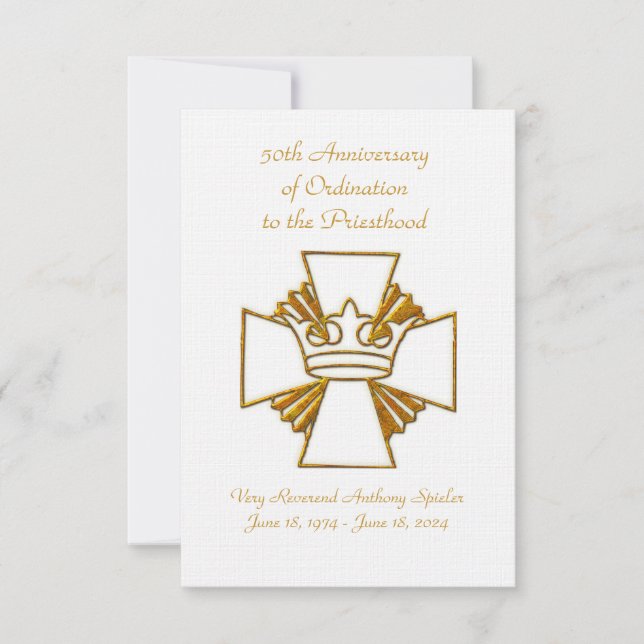 Carte De Remerciements 50e anniversaire de l'Ordination du prêtre du Jubi (Devant)