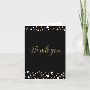 Carte De Remerciements 50e anniversaire noir or blanc confetti Script
