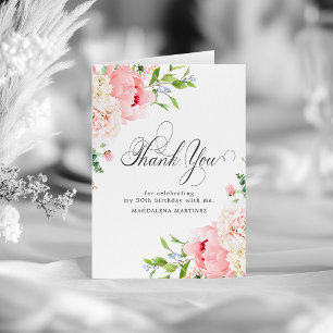 Carte De Remerciements 50e anniversaire rose pâle rose pâle rose floral p