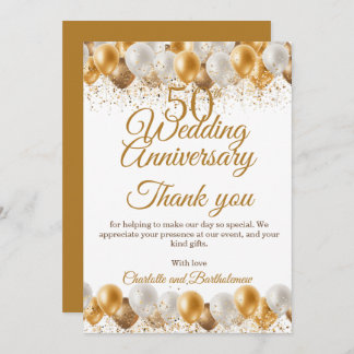 Carte De Remerciements 50e fête du Mariage