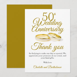 Carte De Remerciements 50e fête du Mariage