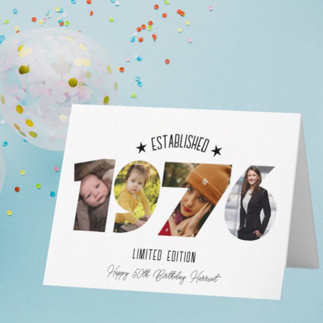 Carte De Remerciements 50th birthday Photo Collage established 1976 (Créateur téléchargé)