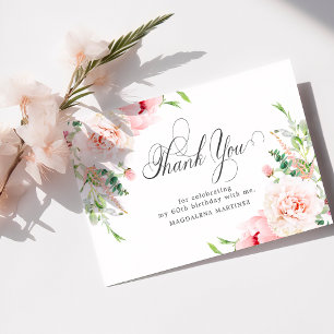 Carte De Remerciements 60e Anniversaire Fleur plate de pivoine rose