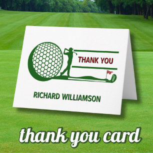 CARTE DE REMERCIEMENTS *80 ANS (TOUTE ANNÉE) FÊTE D'ANNIVERSAIRE GOLFEUR