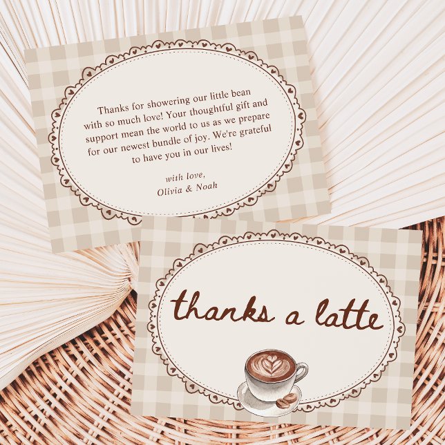 Carte De Remerciements A Baby is Brewing Gingham Coffee Baby Shower (Créateur téléchargé)
