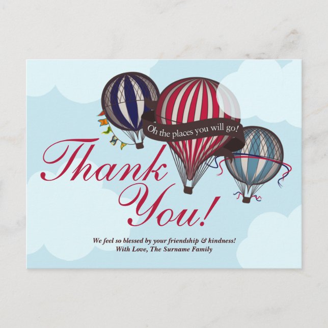 Carte de remerciements à ballon à air chaud (Devant)