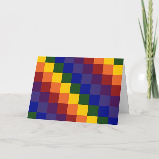 Carte De Remerciements À damiers Rainbow (Devant)