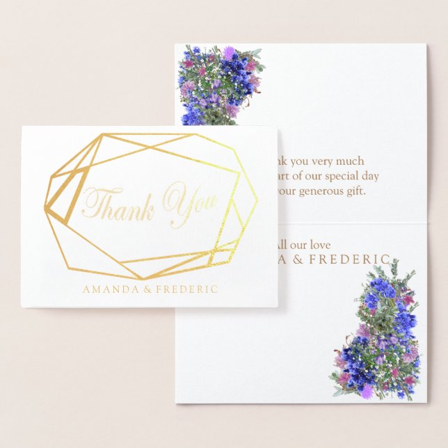 Carte de remerciements à fleurs violet à huile d'o (Affichage)
