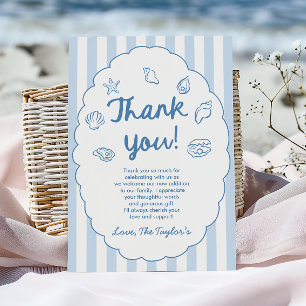 Carte De Remerciements À la mer bientôt, bébé Coquillage Fête de Naissanc