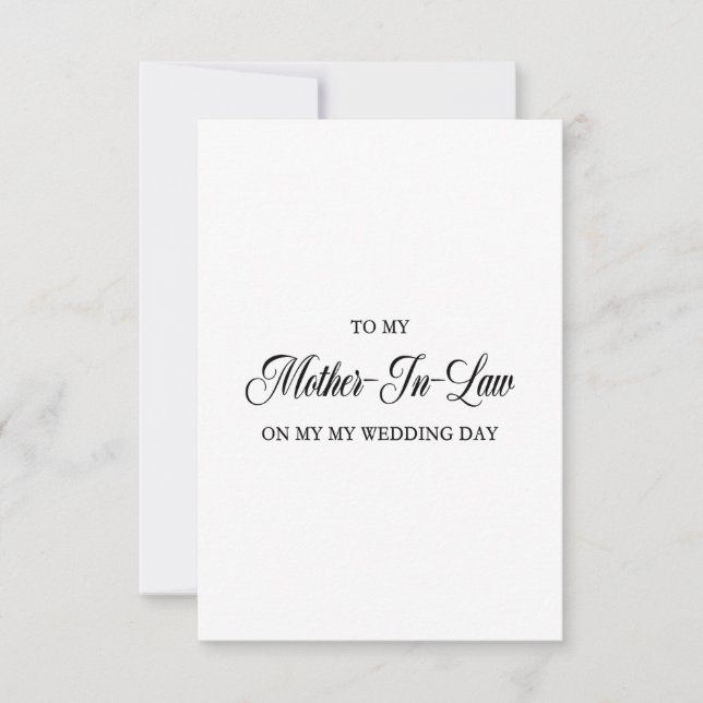 Carte De Remerciements À ma belle-mère le jour de mon mariage (Devant)