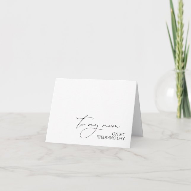Carte De Remerciements "À ma mère le jour du mariage" Message du Mariage  (Devant)