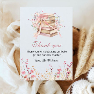 Carte De Remerciements A New Chapter Begins Coquette Books Baby Shower