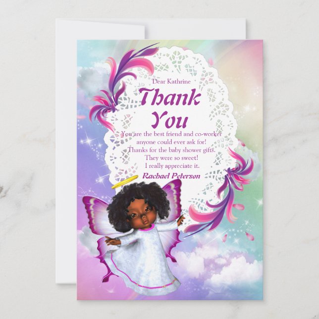 Carte de remerciements à papillon Rainbow Baby (Devant)