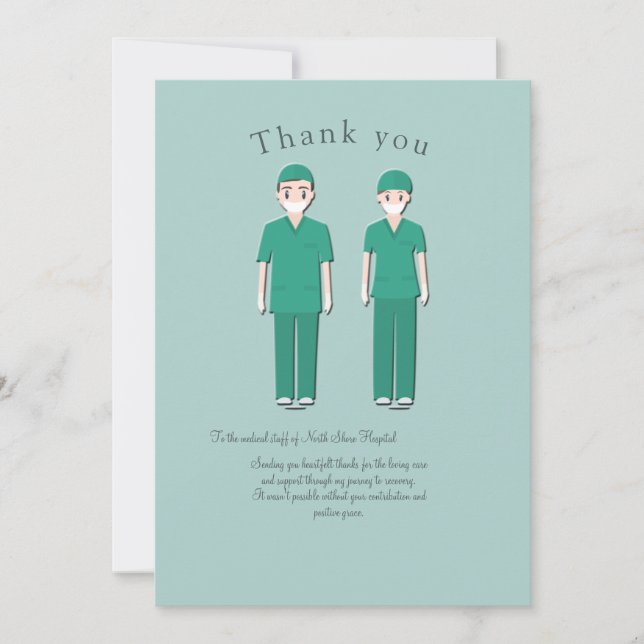 Carte de remerciements à plat pour le médecin et l (Devant)