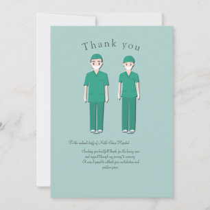 Carte de remerciements à plat pour le médecin et l