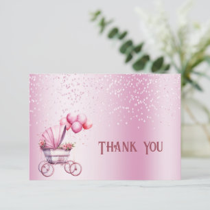 Carte de remerciements à poutre rose