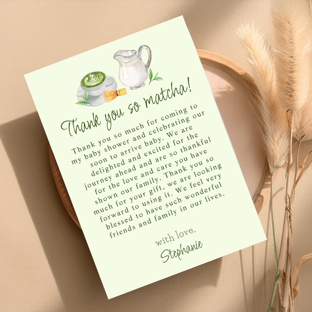 Carte de remerciements à thème Matcha moderne (Créateur téléchargé)