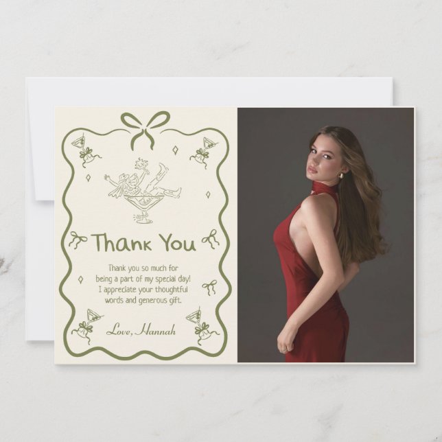 Carte De Remerciements A Tini Bit Older Martini Bow Birthday Party Photo (Devant)