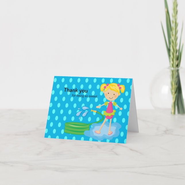Carte de remerciements à tuyau de la piscine bleu  (Devant)