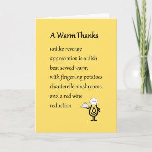 Carte De Remerciements A Warm Thanks - a funny thank you poem