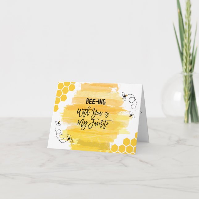 Carte De Remerciements Abeille avec toi est mon préféré (Devant)