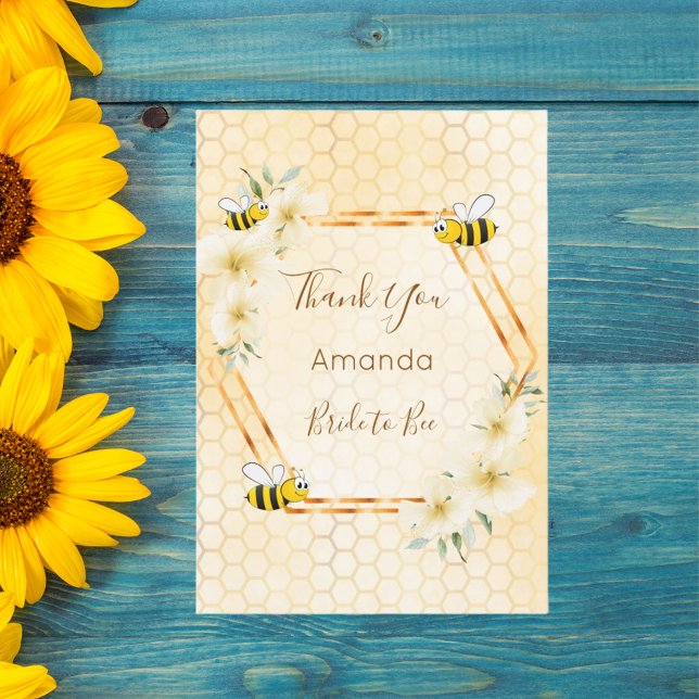 Carte De Remerciements Abeilles de douche nuptiale nid d'abeille (Créateur téléchargé)