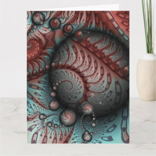 Carte De Remerciements Abstrait Fantaisie Vive Art Fractal Brun Bleu