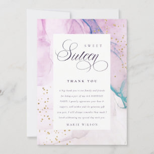 Carte De Remerciements Abstrait Pastel Purple Blue Turquoise Sweet 16 Ann
