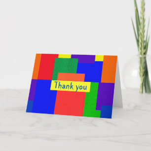 Carte de remerciements Abstrait Rainbow Patchwork