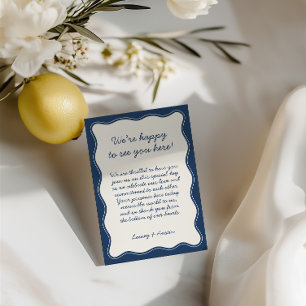 Carte De Remerciements Accueil minimaliste du Mariage bleu rétro