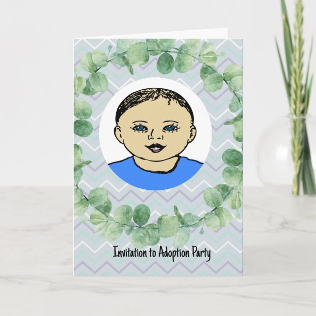 Carte De Remerciements Adoption Party for Baby Boy Card (Devant)