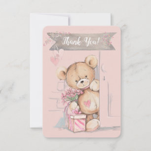 Carte De Remerciements Adorable Aquarelle Baby shower Ours En Teddy