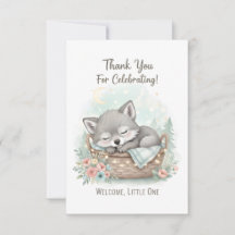 Adorable bébé loup duveteux Baby Shower