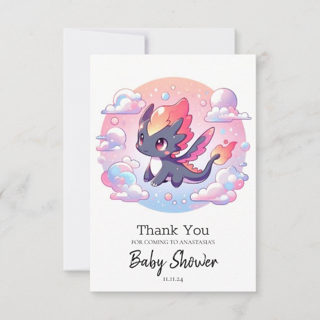 Carte De Remerciements Adorable Fairytale Baby shower Dragon (Devant)