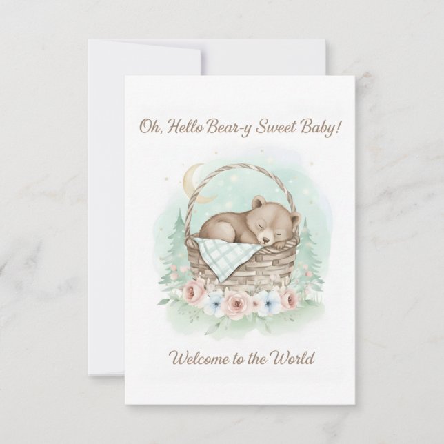 Carte De Remerciements Adorable,  grizzly bear cub  Baby Shower  (Devant)