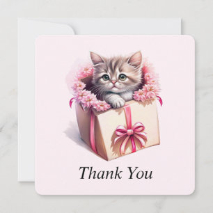 Carte De Remerciements Adorable Kitten dans une boîte Cadeau d'anniversai